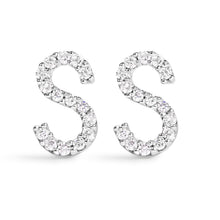 将图片加载到图库查看器，10K White Gold 1/10 Cttw Diamond Initial â€œAâ€ Stud Earring
