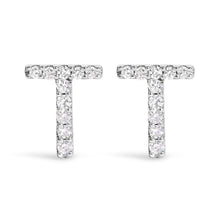 将图片加载到图库查看器，10K White Gold 1/10 Cttw Diamond Initial â€œAâ€ Stud Earring
