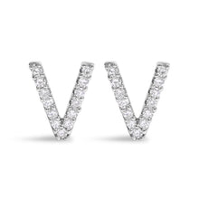 将图片加载到图库查看器，10K White Gold 1/10 Cttw Diamond Initial â€œAâ€ Stud Earring
