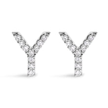 将图片加载到图库查看器，10K White Gold 1/10 Cttw Diamond Initial â€œAâ€ Stud Earring
