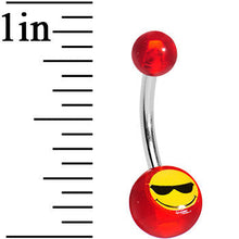 Load image into Gallery viewer, Red Acrylic Sunglasses Smiley Belly Ring

