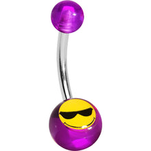 Load image into Gallery viewer, Purple Acrylic Sunglasses Smiley Belly Ring
