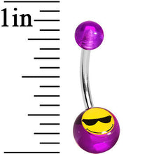 Load image into Gallery viewer, Purple Acrylic Sunglasses Smiley Belly Ring
