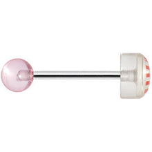 Load image into Gallery viewer, 14G Pink Acrylic American Flag Straight Barbell Tongue Ring
