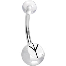 Load image into Gallery viewer, Clear and White Acrylic Inverted Peace Sign Belly Ring
