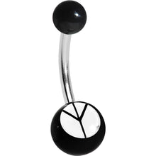 Load image into Gallery viewer, Black and White Acrylic Inverted Peace Sign Belly Ring
