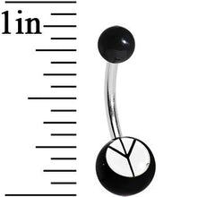 Load image into Gallery viewer, Black and White Acrylic Inverted Peace Sign Belly Ring
