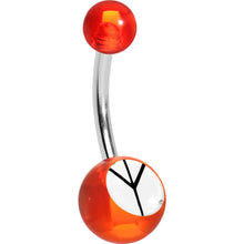 Load image into Gallery viewer, Red and White Acrylic Inverted Peace Sign Belly Ring
