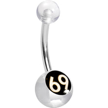 Load image into Gallery viewer, Clear and Black Acrylic 69 Belly Ring
