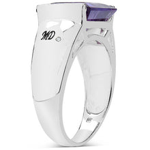Load image into Gallery viewer, 5.21 Carat Genuine Amethyst &amp; White Diamond .925 Sterling Silver Ring
