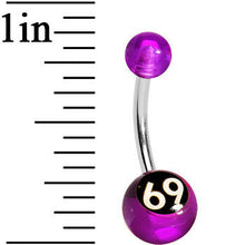 将图片加载到图库查看器，Purple and Black Acrylic 69 Belly Ring
