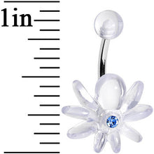 将图片加载到图库查看器，Aqua Gem Clear Downward Spider J-Bar Belly Ring
