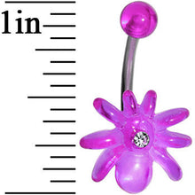 Load image into Gallery viewer, Clear Gem Light Purple Upward Spider J-Bar Belly Ring
