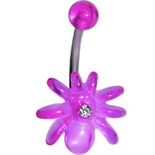 Load image into Gallery viewer, Clear Gem Light Purple Upward Spider J-Bar Belly Ring
