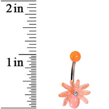 将图片加载到图库查看器，Clear Gem Orange Upward Spider J-Bar Belly Ring

