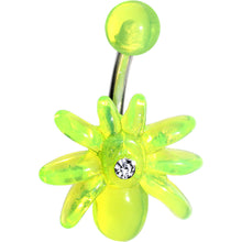 Load image into Gallery viewer, Clear Gem Light Green Upward Spider J-Bar Belly Ring
