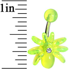Load image into Gallery viewer, Clear Gem Light Green Upward Spider J-Bar Belly Ring

