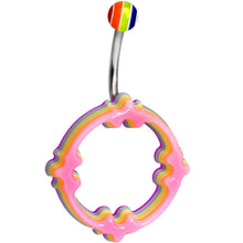 Load image into Gallery viewer, Light Pink Orange Purple Acrylic Multi-Layered Celtic Belly Ring
