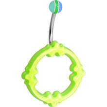 将图片加载到图库查看器，Light Green Blue Striped Ball Acrylic Multi-Layered Celtic Belly Ring
