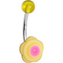 Load image into Gallery viewer, Pale Yellow and Pink Swirled Flower Belly Ring
