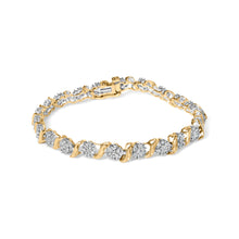 Load image into Gallery viewer, 10K Yellow Gold 2.00 Cttw Round Cut Diamond 'S' Cluster Bracelet (J-K Color, I1-I2 Clarity)

