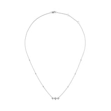 Load image into Gallery viewer, 10K White Gold Bezel Set Princess Diamond 3 Stone Kite Shape and Station Necklace (H-I Color, SI2-I1 Clarity) - 18" Inches

