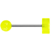 Load image into Gallery viewer, 14G 5/8 Neon Green Acrylic Giving the Middle Finger Tongue Ring

