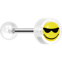 Load image into Gallery viewer, 14G 5/8 Clear Acrylic Smiley Sunglasses Tongue Ring

