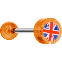 Load image into Gallery viewer, 14G 5/8 Orange Acrylic UK British Flag Tongue Ring
