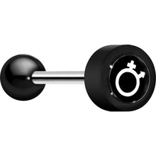 Load image into Gallery viewer, 14G 5/8 Black Intertwined Male Female Symbol Tongue Ring
