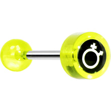 Load image into Gallery viewer, 14G 5/8 Neon Green Intertwined Male Female Symbol Tongue Ring
