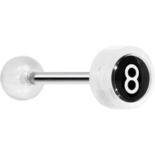 Load image into Gallery viewer, 14G 5/8 Clear Acrylic Behind the 8 Ball Tongue Ring
