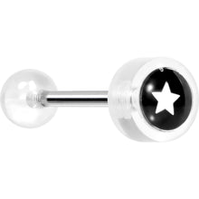 Load image into Gallery viewer, 14G 5/8 Clear Acrylic Black and White Star Tongue Ring
