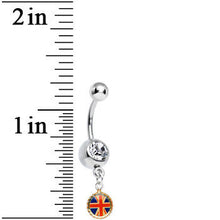 Load image into Gallery viewer, Clear Gem Red and Blue UK British Flag Charm Dangle Belly Ring
