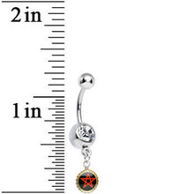 将图片加载到图库查看器，Clear Gem Black and Red Five Pointed Star Charm Dangle Belly Ring
