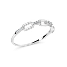 Load image into Gallery viewer, .925 Sterling Silver Diamond Accent Paperclip Band Ring (I-J Color, I2-I3 Clarity) - Ring Size 6
