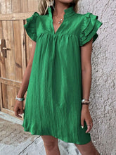 Load image into Gallery viewer, Elegant Ruffled Cap Sleeve Mini Dress Feminine &amp; Flowy Summer Dress
