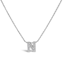 Load image into Gallery viewer, 10K White Gold Diamond Accent "A" Initial Bubble Pendant Necklace
