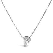 Load image into Gallery viewer, 10K White Gold Diamond Accent "A" Initial Bubble Pendant Necklace
