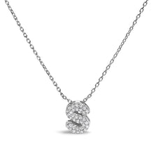 Load image into Gallery viewer, 10K White Gold Diamond Accent "A" Initial Bubble Pendant Necklace
