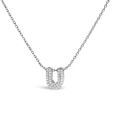 Load image into Gallery viewer, 10K White Gold Diamond Accent "A" Initial Bubble Pendant Necklace
