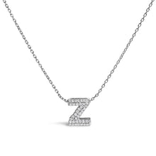 Load image into Gallery viewer, 10K White Gold Diamond Accent "A" Initial Bubble Pendant Necklace

