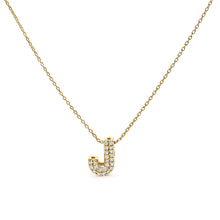 Load image into Gallery viewer, 10K White Gold Diamond Accent "A" Initial Bubble Pendant Necklace
