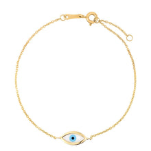 Load image into Gallery viewer, 14k Yellow Gold MOP Evil Eye Bracelet (1.00 mm)
