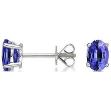 Load image into Gallery viewer, 925 Sterling Silver 2.00ct Genuine Tanzanite Oval Stud Earrings
