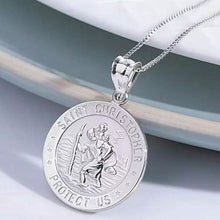Load image into Gallery viewer, 925 Sterling Silver 20MM Saint Christopher Religious Pendant Necklace
