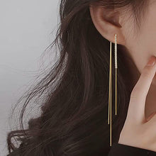 将图片加载到图库查看器，925 Sterling Silver Dangle Chain Tassel Earrings
