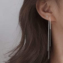 将图片加载到图库查看器，925 Sterling Silver Dangle Chain Tassel Earrings

