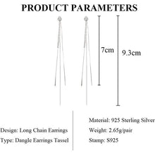 将图片加载到图库查看器，925 Sterling Silver Dangle Chain Tassel Earrings
