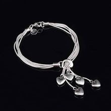 将图片加载到图库查看器，.925 Sterling Silver Five-Line Chain with Five-Heart Bracelet
